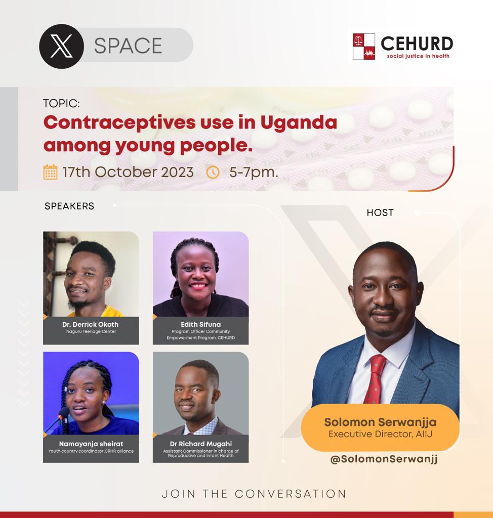 cehurduganda's tweet photo. Should Contraceptives be allowed at Age 15?

Join us for an X-Space Conversation with @SolomonSerwanjj, discussing the government's proposal to grant 15-year-olds access to contraceptives. #ContraceptivesAt15

Set A reminder » https://t.co/TDCGB4XJcW https://t.co/k2TRsBoOoV