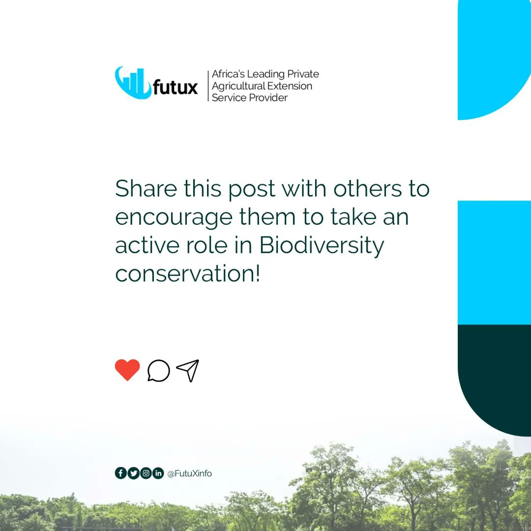 Spread this message to others by sharing and encouraging them to take action for change. 

#biodiversity #suistanableproduction #sustainableagriculture #sustainablecertification #agriculturalextension #agriculturalextensionexpert #FutuX