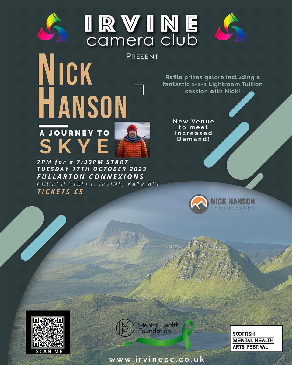 IrvineCamClub's tweet photo. Limited tickets remaining for our keynote speaker event, @nickhansonphoto @FullartonConneX tonight!  Tickets only £5 with refreshments included.  Ticket link in the comments. https://t.co/Sp6RAUxiaZ