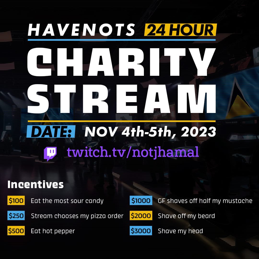 notjhamal's tweet photo. 3rd Annual 24 Hour Charity Stream🇱🇨#ForTheKiddos https://t.co/bW2qdaXGgH