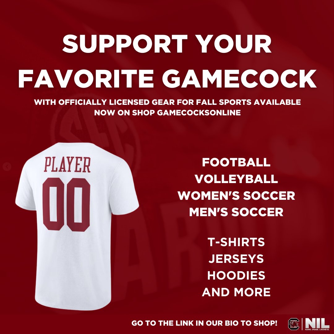 University of South Carolina NIL (@gamecocknil) on Twitter photo Looking to support your favorite Gamecock? Head over to shop.gamecocksonline.com and check out the officially licensed NIL pick-a-player gear today! ๐๐โฝ๏ธ
<a href="/GamecockFB/">Gamecock Football</a> <a href="/GamecockVolley/">Gamecock Volleyball</a> <a href="/GamecockWSoccer/">Gamecock Womenโs Soccer</a> <a href="/GamecockMSoccer/">Gamecock Men's Soccer</a> Looking to support your favorite Gamecock? Head over to shop.gamecocksonline.com and check out the officially licensed NIL pick-a-player gear today! ๐๐โฝ๏ธ
<a href="/GamecockFB/">Gamecock Football</a> <a href="/GamecockVolley/">Gamecock Volleyball</a> <a href="/GamecockWSoccer/">Gamecock Womenโs Soccer</a> <a href="/GamecockMSoccer/">Gamecock Men's Soccer</a>