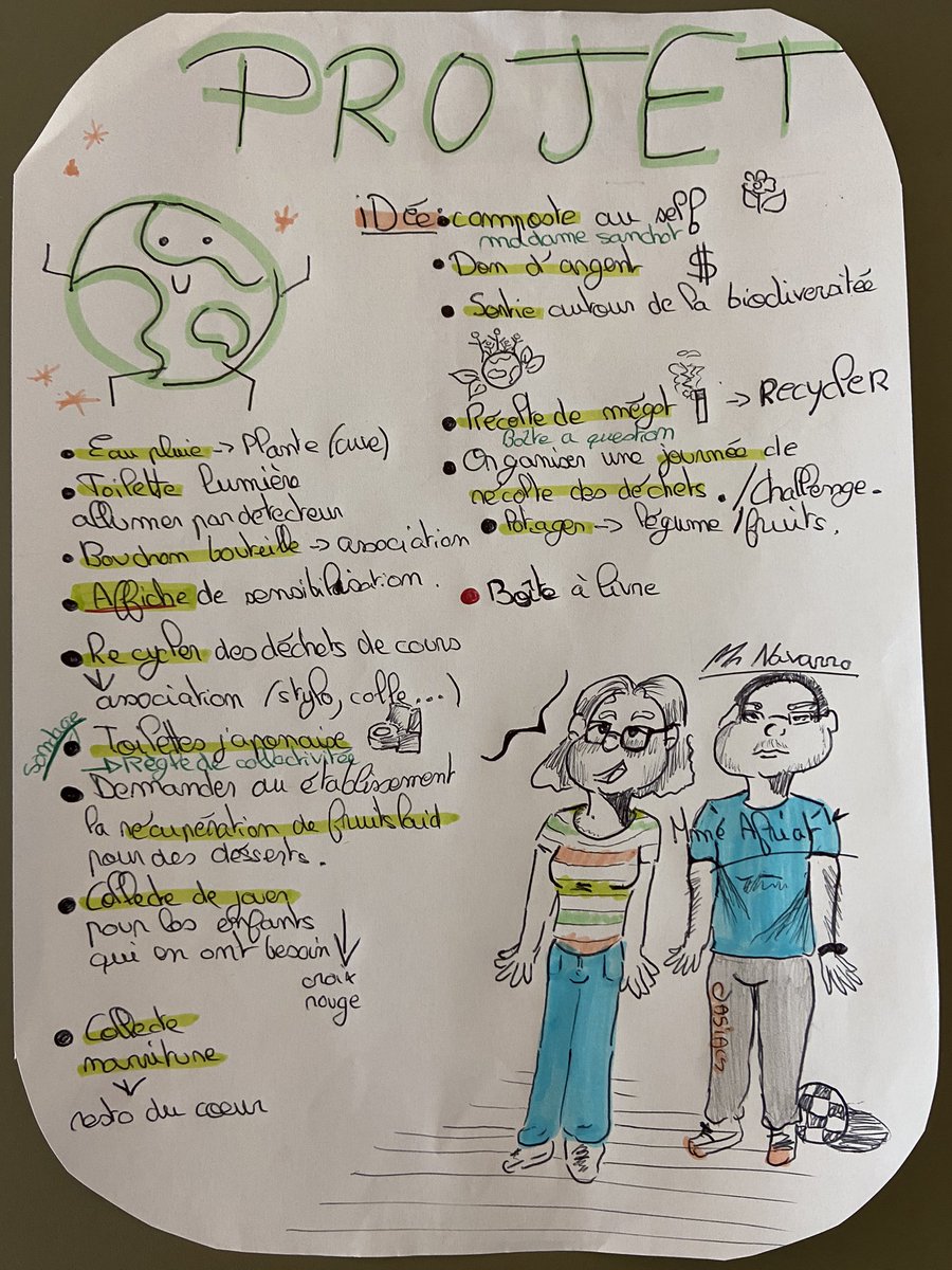 Première réunion des #ecodelegues ce matin 🌱 Une matinée riche en échanges et idées de projets💡 Merci à Emmy pour son #sketchnote ✍️ et à notre partenaire @EDFGolfech  pour son soutien financier et conseil en #biodiversite