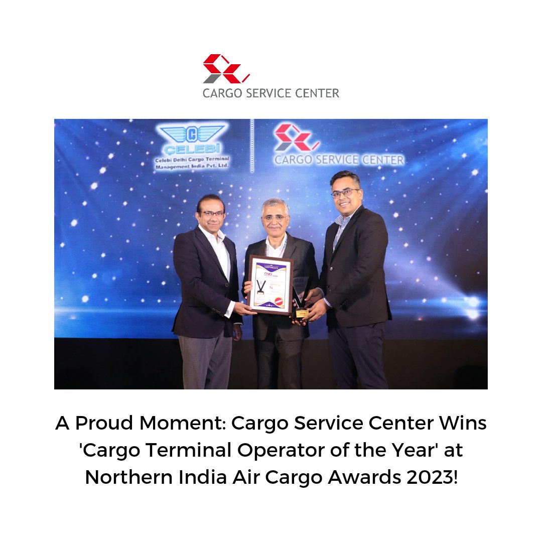 ✨ Glancing at the Glorious Moments! ✨
We're thrilled to announce the outstanding success of Cargo Service Center at the Northern India Air Cargo Conclave &amp; Awards 2023. They've secured the prestigious "Cargo Terminal Operator of the Year" award, and we couldn't be more proud!
