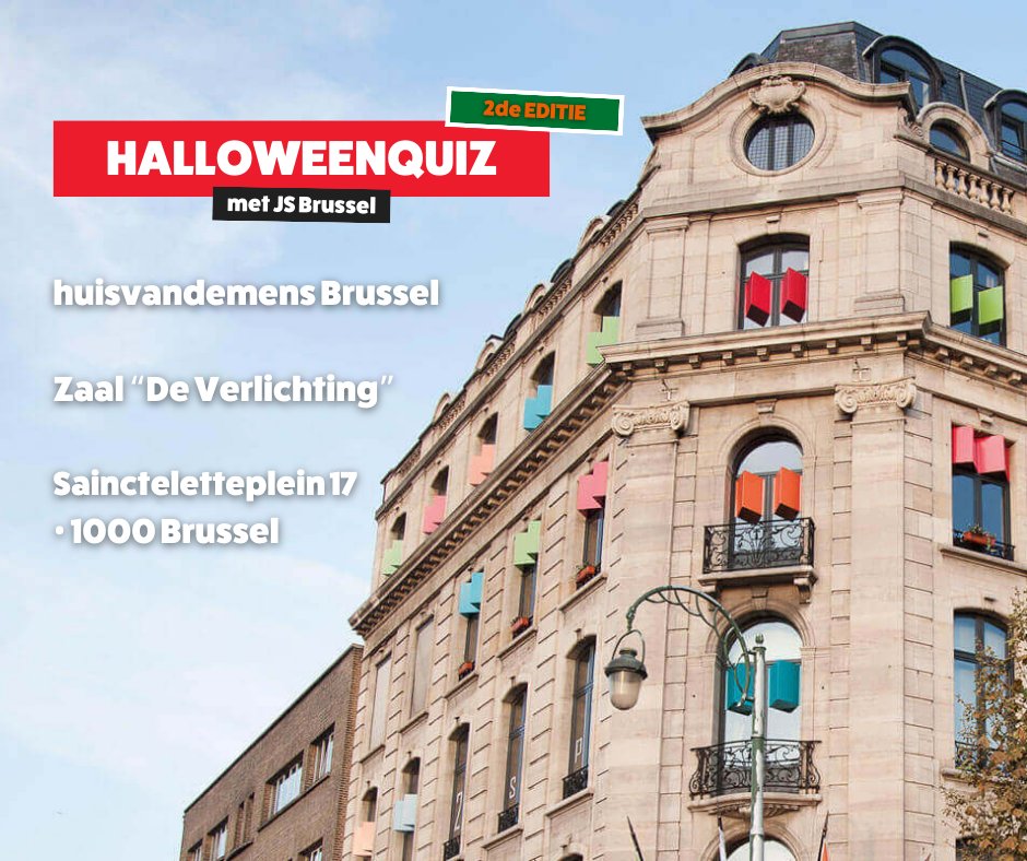 De locatie voor de tweede editie van de Halloweenquiz is bekend! De quiz zal doorgaan in de zaal "De Verlichting" in het huisvandemens op het Saincteletteplein, op een boogscheut van het Noordstation 🚂
Schrijf je snel in via: forms.gle/QVuBfDDzuKMHYg… ✏️