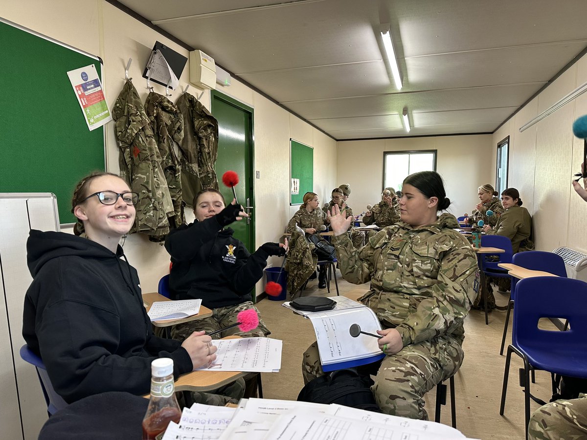 BWACFDrummy's tweet photo. A morning of rudiments and exercises… moving on to some theory this afternoon. Our fantastic level 6 tenor drummer from @SurreyACF helping with the level 3 drumming theory. 
@ArmyCadetsUK @ArmyCadetsScot @ArmyCadetsMusic @Hannah_AandSHBn https://t.co/EiXz9BPNKd