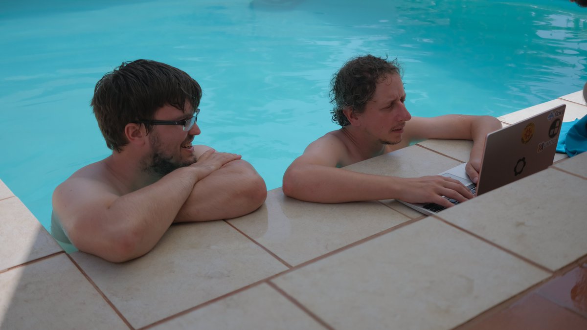 Hackers of <a href="/Numtide/">Numtide</a>, our sponsor, submitting "pool requests". A common sight on #oceansprint.