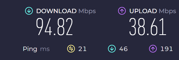 seruschl's tweet photo. @robertgraham I have an asymmetric 100MBit connection https://t.co/vnr76iWO5f
