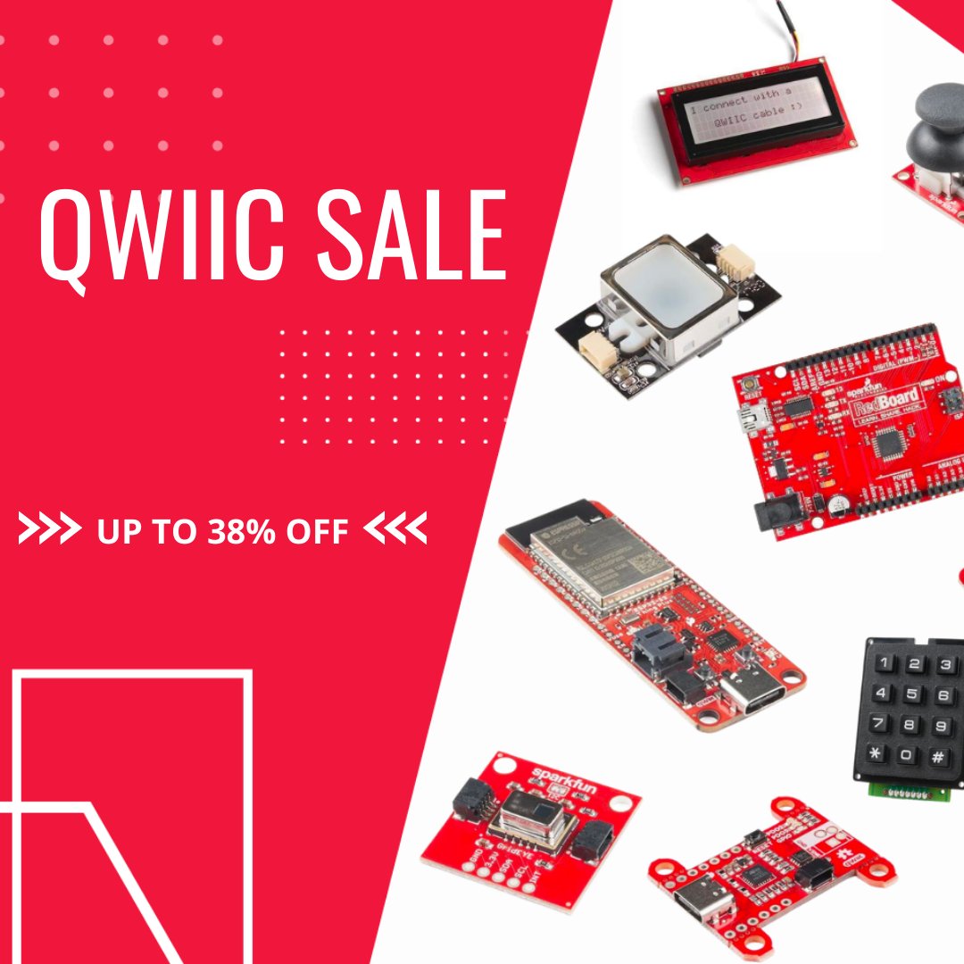 **SALE**  Save up to 38% in our Qwiic sale!
t.ly/X_vPk
#sale #qwiic #discount #electronics