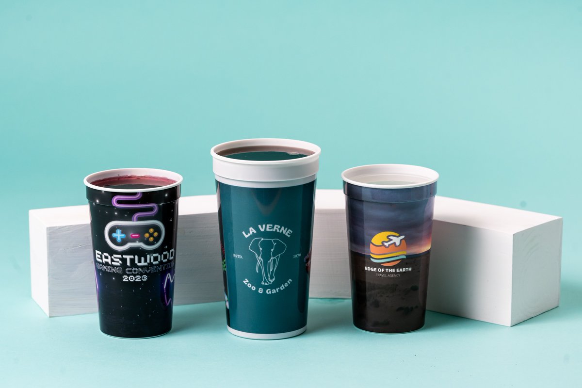 Stadium Cups are a great way to promote and advertise your business in a corporate setting! 🙌 These custom stadium cups are made to last for years with full-wrap, full-printing available. Shop now 👉 bit.ly/46TBeYo #Corporate #Promotion #businessowners #Marketing