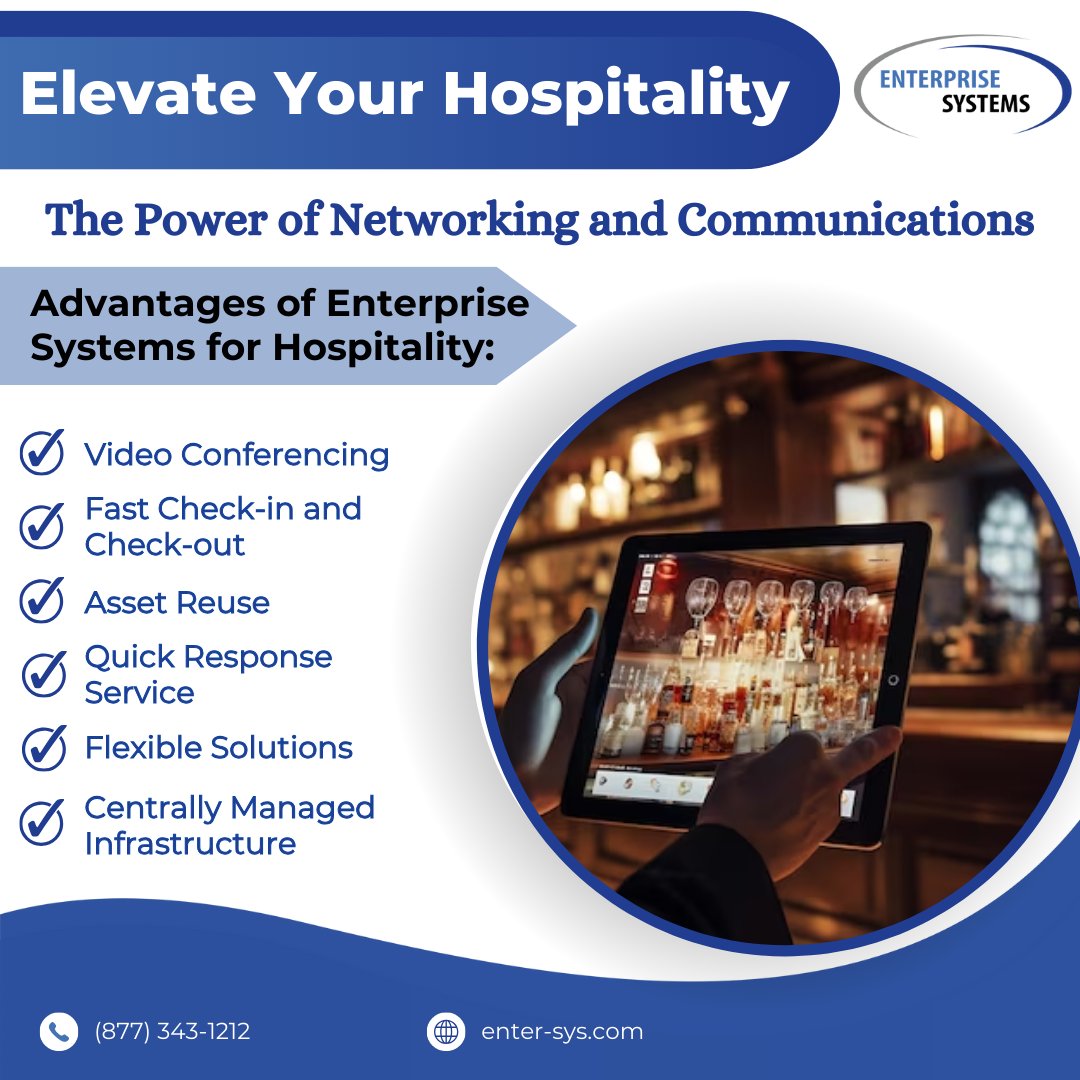 entersys's tweet image. Enterprise Systems is here to help you deliver excellence. 💼 Our Networking and Communications solutions are tailored to meet the diverse needs of both vacationers and business travelers.

#ServiceQuality #HospitalityIndustry #FlexibleSolutions #InfrastructureManagement