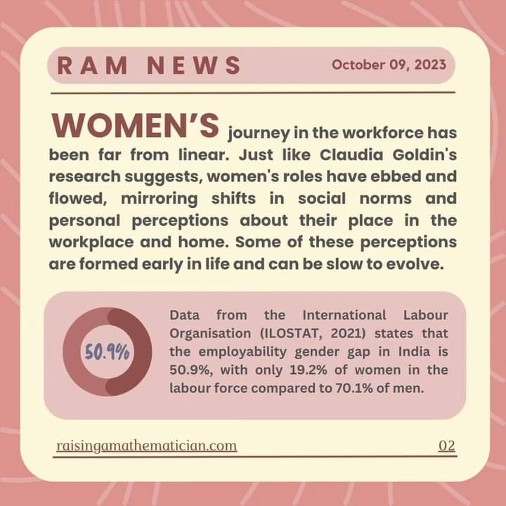 raisingamath's tweet image. Claudia Goldin recently secured the prestigious 2023 Nobel Prize in Economic Sciences!
Embrace the extraordinary journey of math with All Girls Math Nurture Camp. Enroll for the selection test and let&apos;s carve a path to excellence together. #AGMNC2023 #MathExcellence #ramf