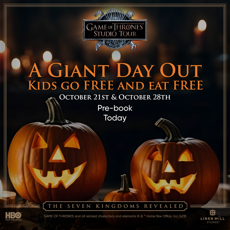 DiscoverNI's tweet photo. 🎃 Kids under 12 eat free and go free to @gotstudiotour in October!

Your experience includes:
- Face painters
- GIANT photo opportunities
- Crafts table in the Studio Restaurant
- Chances to win exclusive goody bags

Book 👉 https://t.co/qY3BQptbYv

#GameOfThronesStudioTour https://t.co/IOQE4ong0U