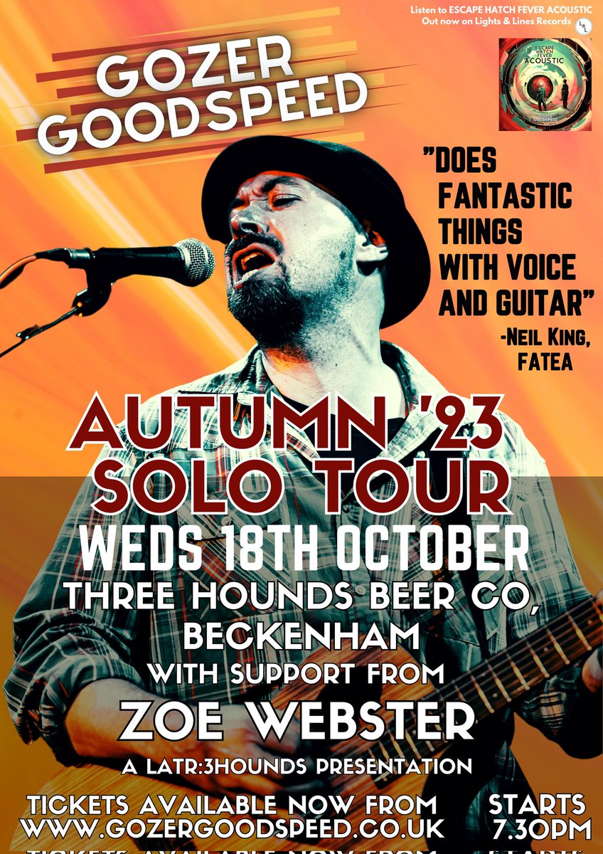 Stop #3 on the tour is tomorrow in BECKENHAM!

This is my first visit to #Beckenham and comes courtesy of <a href="/ThornsettRoad/">LiveAtThornsettRoad</a> - expect a chilled, house concert-style affair, all acoustic! The most intimate stop on the whole tour. Tickets: wegottickets.com/event/581103