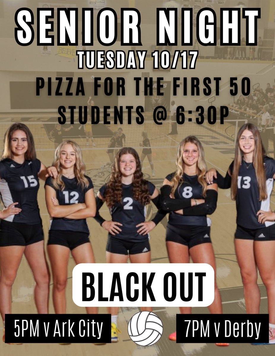 ACJaguarVB's tweet photo. 🫶 For the seniors...
🆚Ark City 5:00p/Derby 7:00p
🕡6:45p Senior Night Ceremony
📍The Jungle
🍕 Free pizza for the students
📸 by Creative Visions Photography
💻on Facebook: Andover Central Streaming
🎟️https://t.co/PZq6p4J8eP
#OUTTEAM #ACALLDAY https://t.co/HE8QS7ibXV