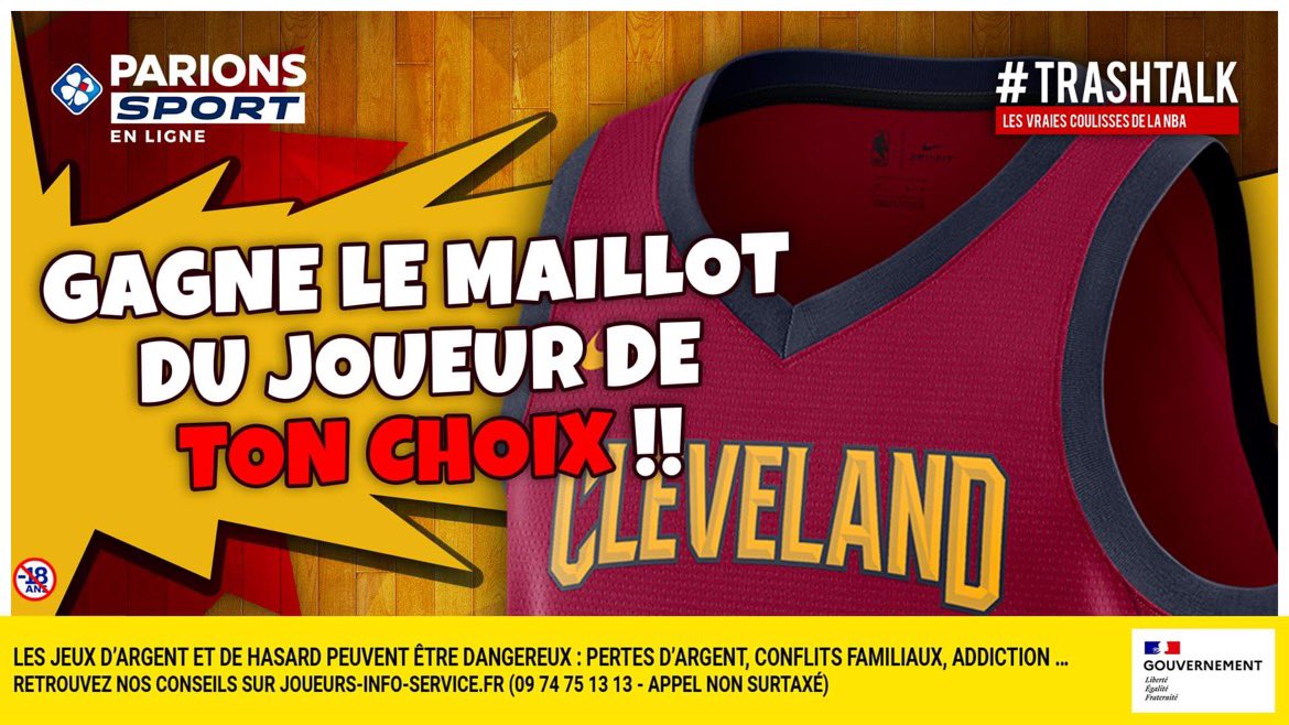 🎁 JEU-CONCOURS !! 🎁 

Pour les #30PREVIEWSEN30JOURS, TrashTalk et ParionsSport te font gagner 1 maillot par jour !! 😱

🚨 GAGNE LE MAILLOT DU JOUEUR DE TON CHOIX DES CAVS !! 🚨

Pour participer :

1⃣ RT CE TWEET 
2⃣ FOLLOW @TRASHTALK_FR ET @PARIONSSPORT

(TAS LE 23/10) 🔞