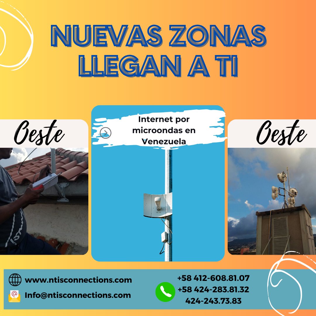 NTISCONNECTIONS's tweet photo. Descubre la magia de la conectividad sin límites en el oeste de Caracas!
Consúlta si llega nuestro servicio de internet a tu hogar/oficina.
Te estamos esperando!
#conexiónEnElOeste #venezueladigital #puentehierro #paraísocaracas #montalban #guarataro #avenidabaralt #zonaaledañas https://t.co/eFjbRzQNc9