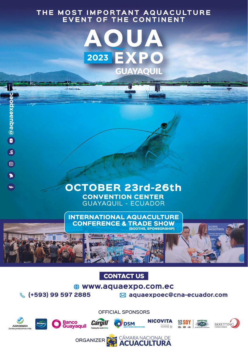 Come and see us at <a href="/AquaExpoEC/">AQUAEXPO</a> in #Guayaquil ! <a href="/mutatec_insects/">MUTATEC</a> will participate to this major event for the shrimp sector on 23 - 26 Oct in #Ecuador. And will present its trials results, focusing on the use of #BlackSoldierFly ingredients, in collaboration with <a href="/Veolia_Ec/">Veolia Ecuador</a>