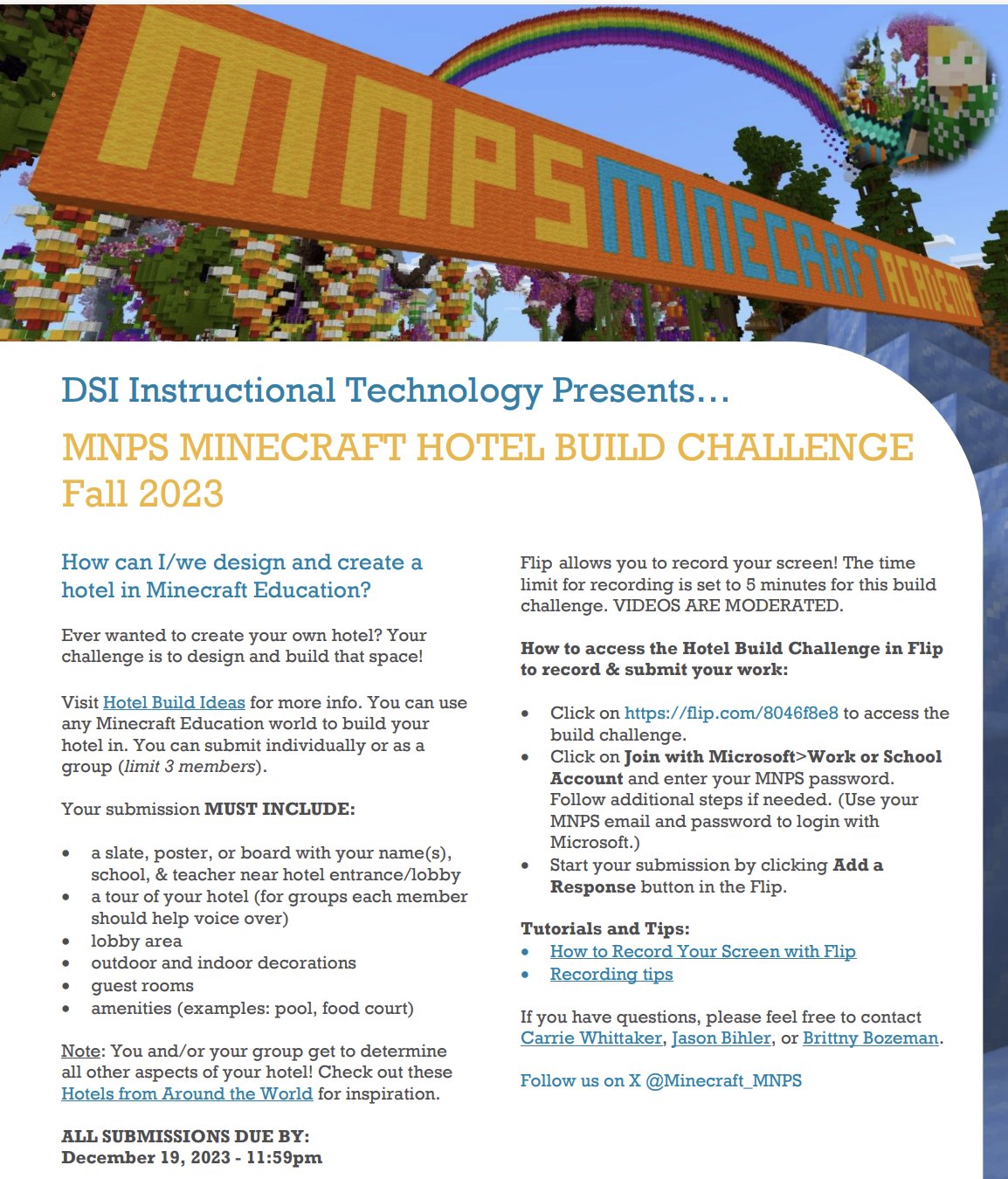 Instructional Technology / Minecraft Design Challenge