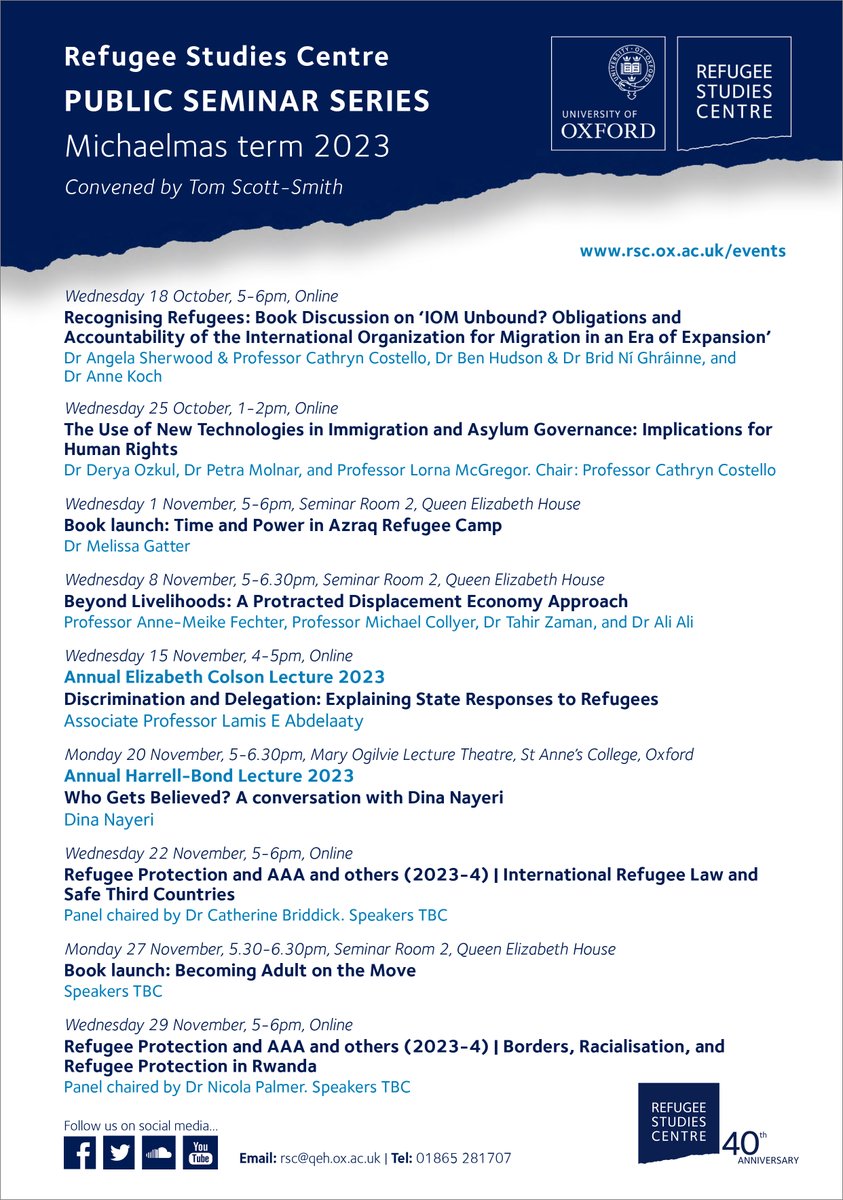 We’re pleased to present our Public Seminar Series for this term, covering a wide range of subjects with a mix of online and in-person events. 

Check out the full list of seminars and lectures 👇

The series starts tomorrow!
rsc.ox.ac.uk/events
