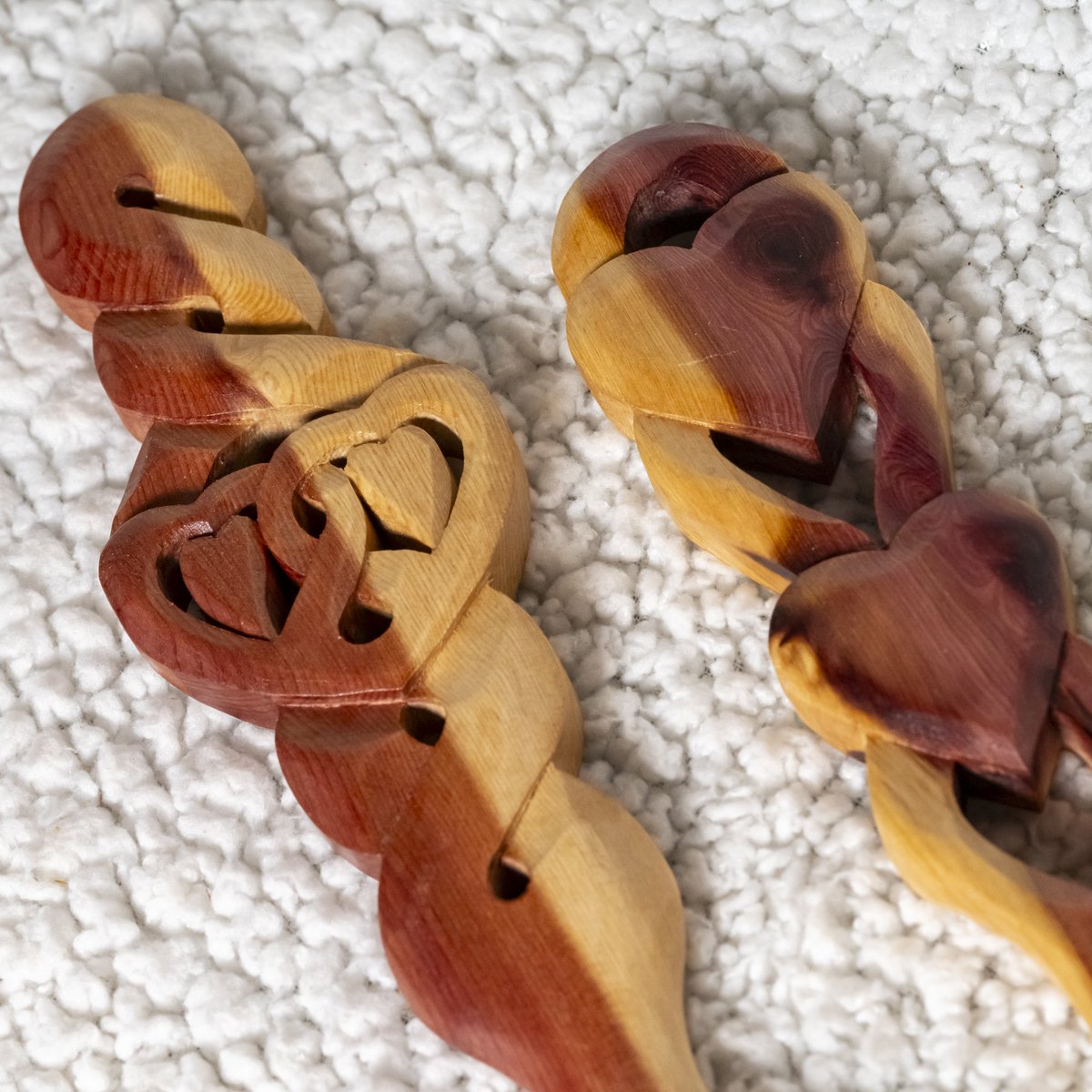 Love the contrast and character in these lovespoons. That's one reason we love to work in wood.

#wood #woodcarving #lovespoon #welshlovespoon #craft #handcarved #wales #Pembrokeshire
