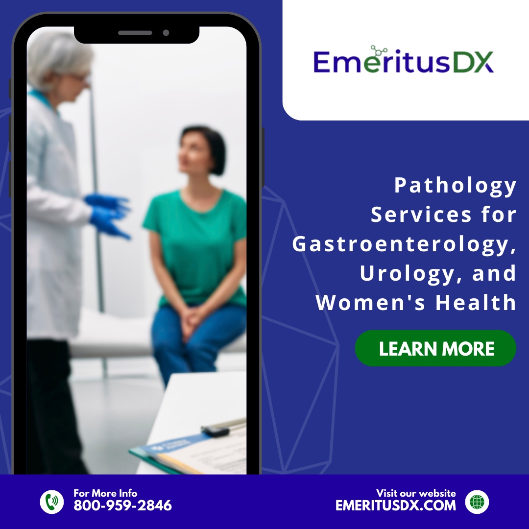 EmeritusDX offers Precision Pathology Services for Gastroenterology, Urology, and Women's Health. 

Contact us today to explore our advanced pathology services. Together, we redefine precision in medicine. 💪

#PathologyServices #Gastroenterology #Urology #WomensHealth