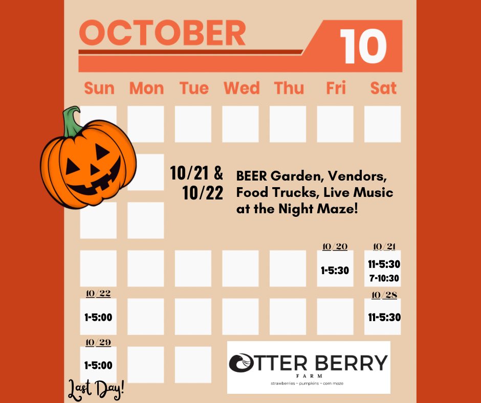 OtterBerryFarm's tweet photo. ππΌFinal Maze Days are here! Come see us! Thousands of pumpkins and squash pre picked or pick your own!
https://t.co/IAg99uFGkh
#fall #cornmaze #pumpkinpatch #perham #otterberryfarm https://t.co/aprBlWrQzx