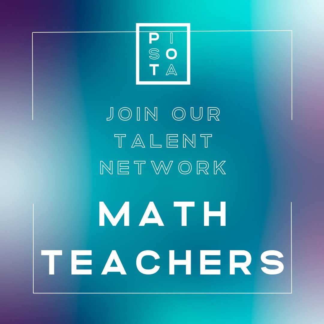 Are you a dynamic math teacher ready to spend your days expanding the minds of eager, excited middle school students?

Join our talent network today as we’re looking for exceptional candidates. Email your resume today to talent@pisota.org.