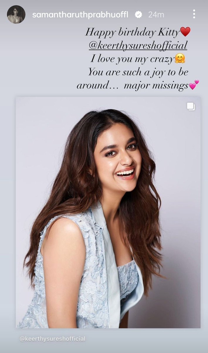 Trends_Samantha's tweet photo. #Samantha's Bday Wishes to Kitty ❤️!

. @Samanthaprabhu2 @KeerthyOfficial #HBDKeerthySuresh #SamanthaRuthPrabhu https://t.co/jp7Ywbb1Wx