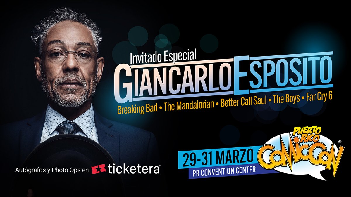 PRCOMICCON's tweet photo. "What a reputation to leave behind." ¡Conoce a Giancarlo Esposito @quiethandfilms en el #PRComicCon!  Boletos solo en @Ticketera 🎟️ https://t.co/p1iOt38tyK 

Autógrafos / Photo Ops: https://t.co/gG7iESb1KB

#PRComicCon2024 🗓️ 29 al 31 de marzo de 2024 📍 @PRConvention https://t.co/0hrDSXON19