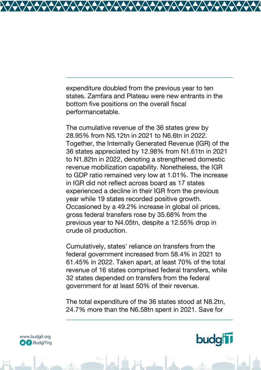 BudgITng's tweet photo. 🗣️ Hello Nigerians,

We're excited to announce the release of the 2023 State of States Report.

Rivers State Tops Fiscal Performance Ranking Again, Anambra Joins Lagos, Kaduna, and Ebonyi in Top 5; Zamfara, Bayelsa and Benue Lead from Bottom.

Our Press Statement.

Thread! https://t.co/XNHpOTMLGp