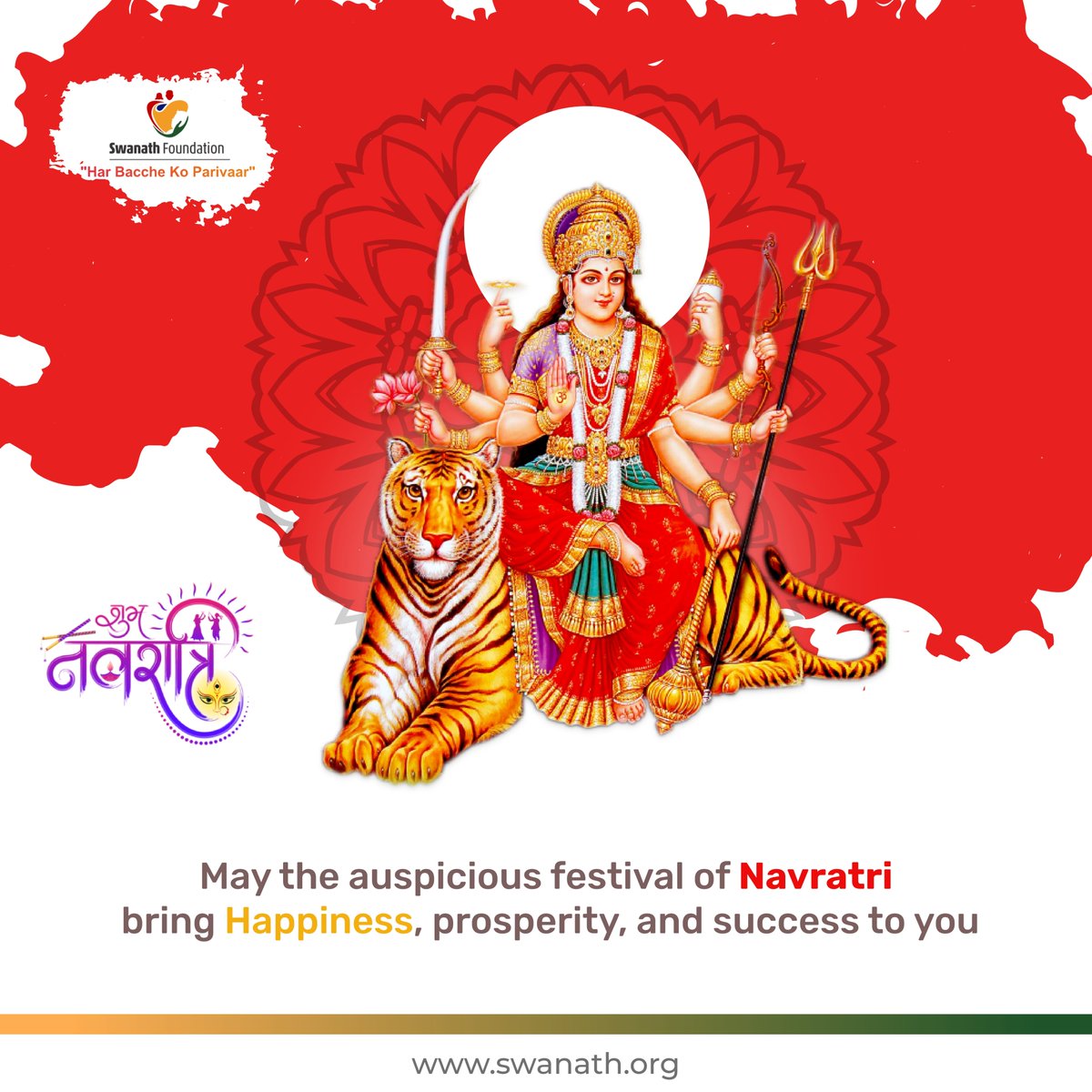 'Wishing you all the prosperity and joy this Navratri. Let's come together to create a brighter future for every orphaned child with Swanath Foundation. #ProsperityForAll #NavratriVibes'