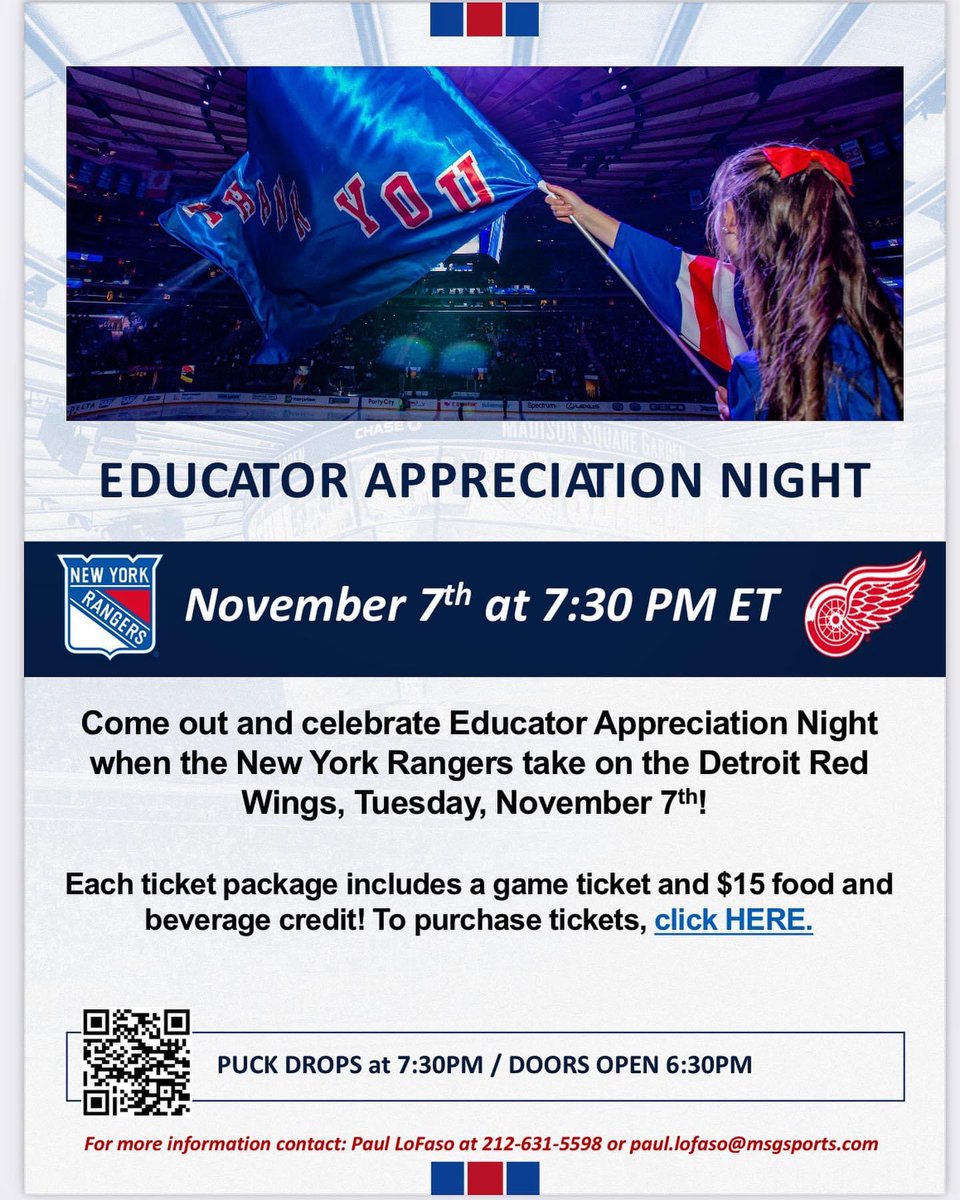 Get your NY Ranger Educator Appreciation Night tickets.  fevo-enterprise.com/event/Rangerse…