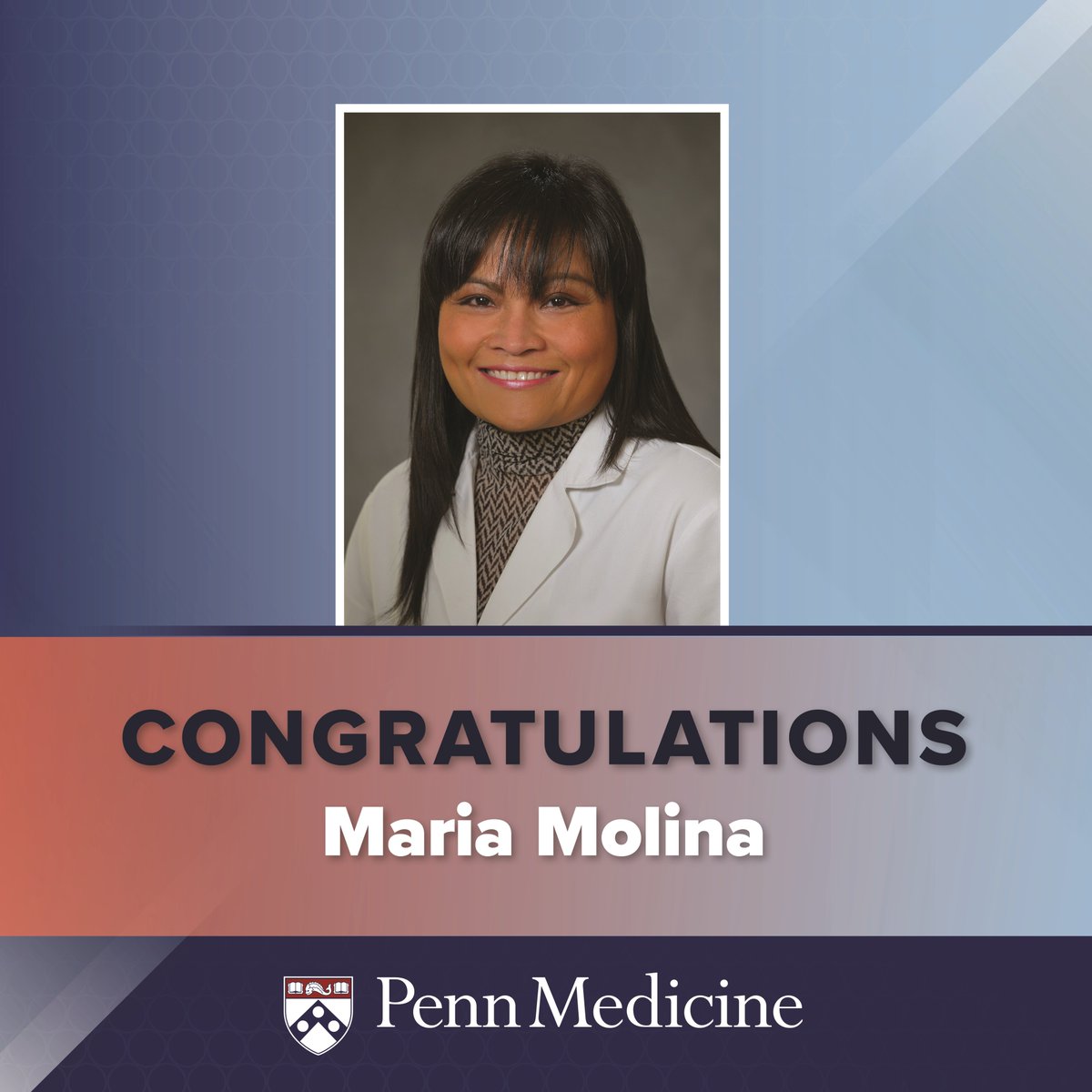 Penn_Transplant's tweet photo. Congratulations to Penn Transplant Institute’s Maria Molina, DNPc, CRNP, CCRN, Advanced Practice Provider for heart failure and heart transplant, on being elected President of the International Transplant Nurses Society! https://t.co/GkY6Wj8pY4