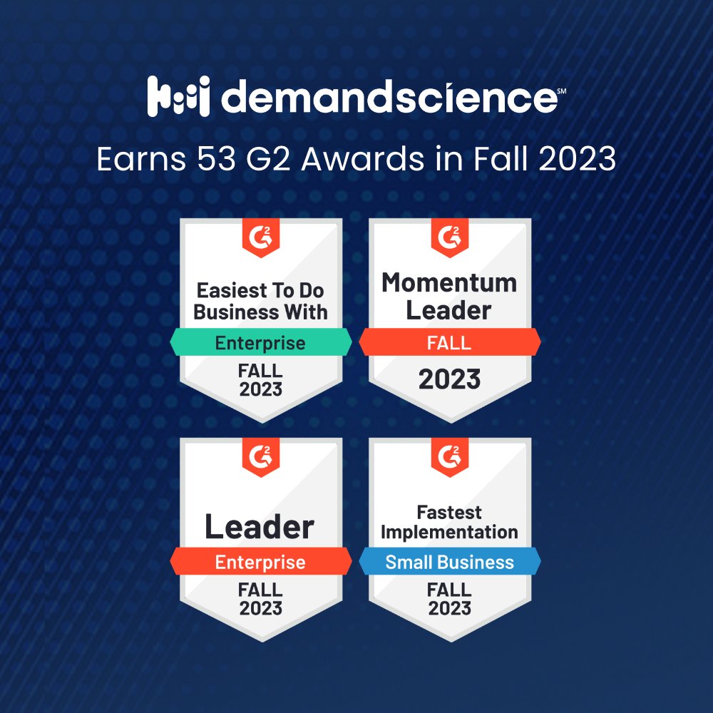 DemandScience's tweet photo. Wow! This is a record for @DemandScience and we are humbled and honored by this news. 53 G2 Awards in Fall 2023 is a true testament to our incredible team, customers, and partners. Thank you!
#Awards #LeadGeneration #B2B https://t.co/pjDIwzadDC