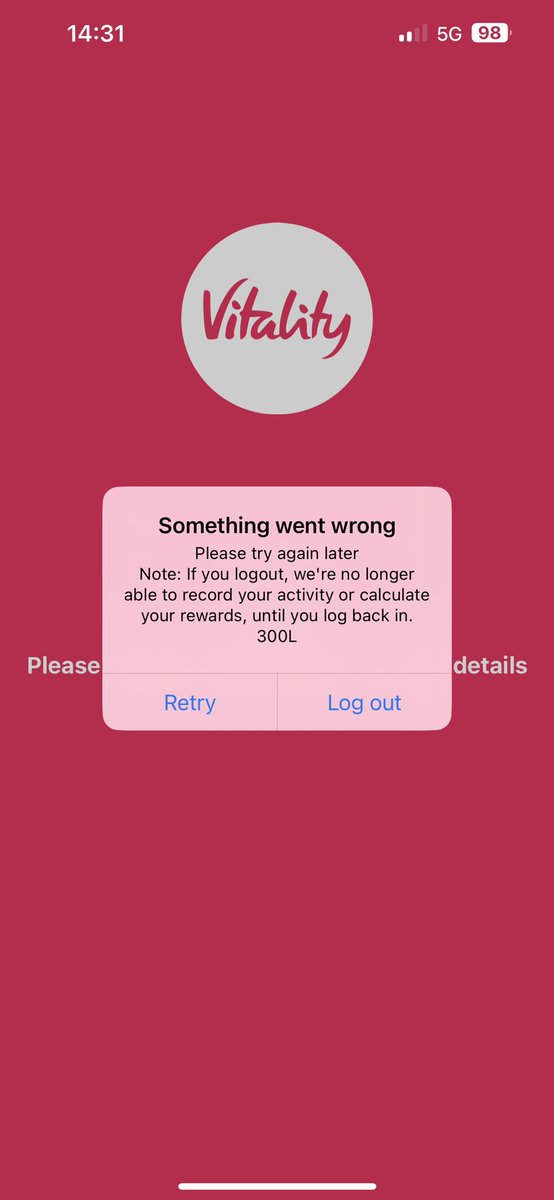 MatthewStones2's tweet photo. @Vitality_UK what’s happening with the App? It been like this for two days now. https://t.co/2PRAjXRcOF