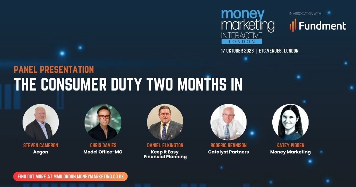 _moneymarketing's tweet photo. The Consumer Duty two months in. Our panel now discusses how firms are getting on evidencing better outcomes for consumers.
@_StevenCameron, @ChrisatMOUK, @IFA_Planner,
@RodericRennison
#MMInteractive23 https://t.co/pXnDoDplYT