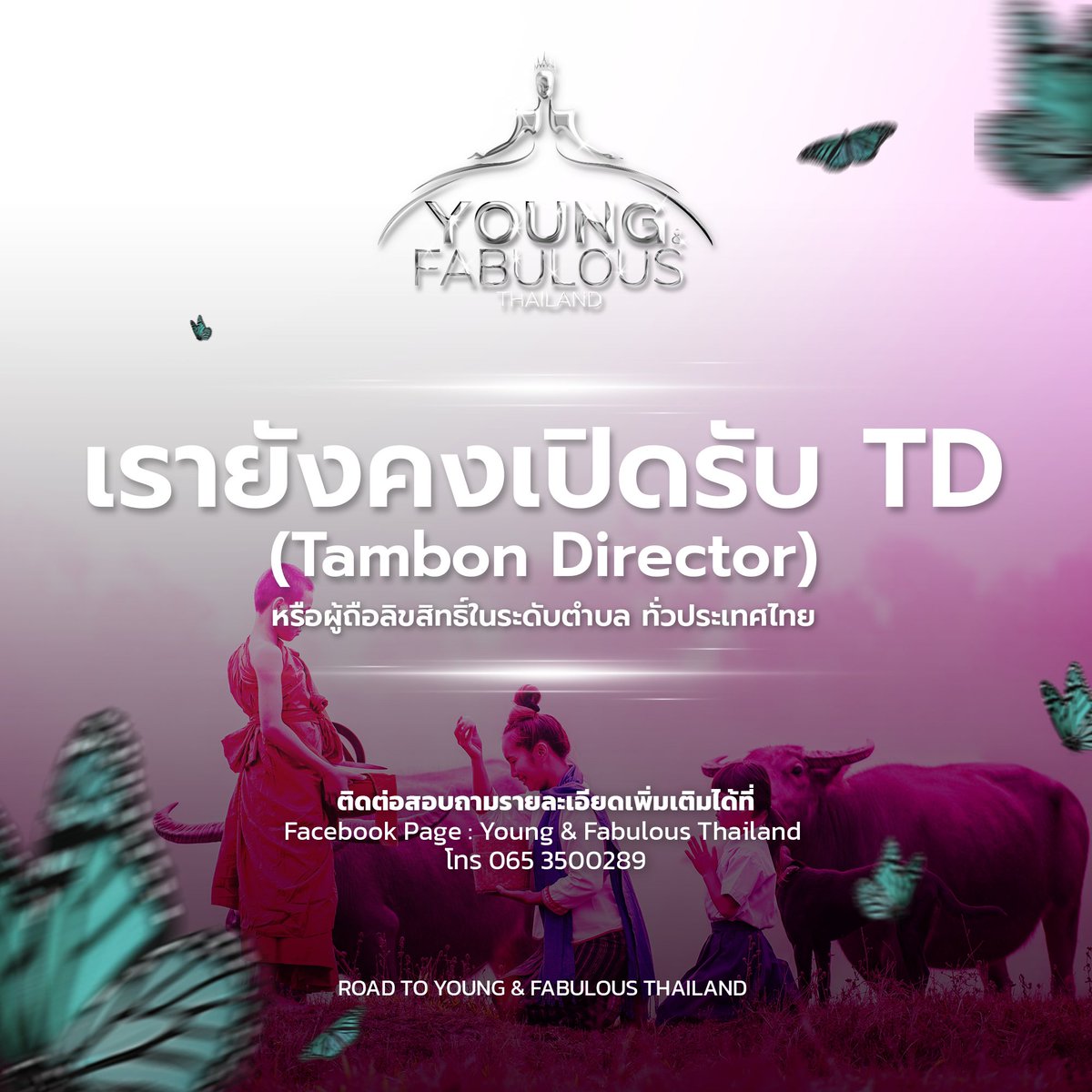 MissFabulous_TH's tweet photo. • หลายๆตำบลของ Young &amp; Fabulous เริ่มรับสมัคร หรือ เปิดตัวความยิ่งใหญ่กันไปแล้ว แต่เรายังไม่ปิดรับ TD ( Tambon Director ) ของแต่ละตำบล ทั่วประเทศไทย 
เราให้โอกาสทุกคนเพื่อมอบความฝันให้เด็กๆทุกคน 

มาร่วมกันค้นหา #หนึ่งตำบลสองฟ้าบุญเลิศ https://t.co/vuFOCmoCh1