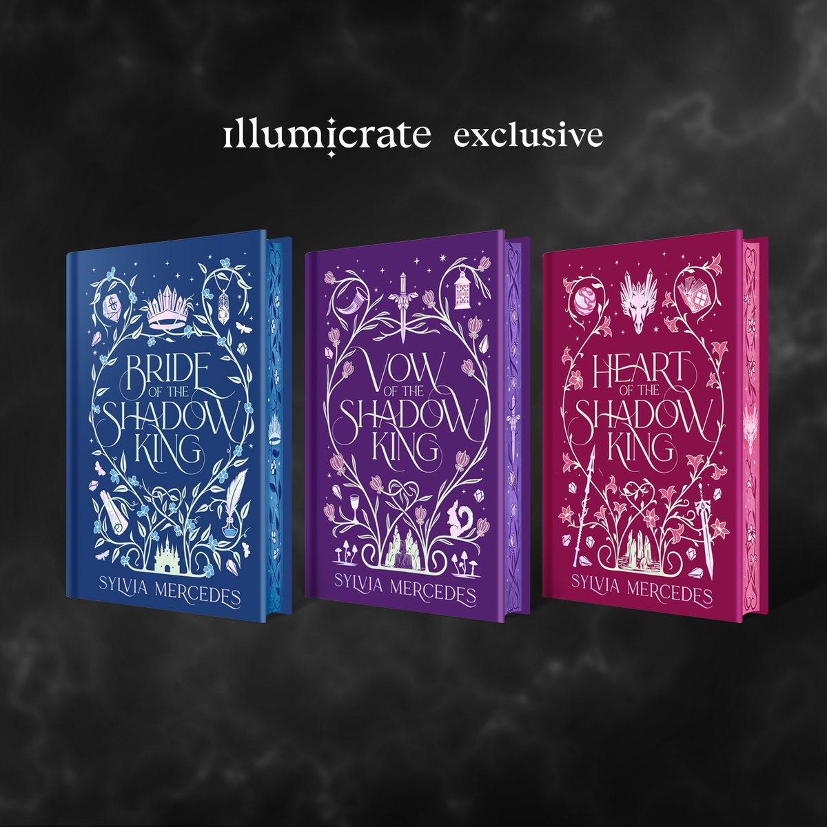 illumicrate's tweet photo. We’re thrilled to announce, in collaboration with Sylvia Mercedes (@SylviaMercedes1) and Daphne Press (@Daphne_Press), our Illumicrate Exclusive editions of the Bride of the Shadow King trilogy! https://t.co/RmVzcpIP5Q