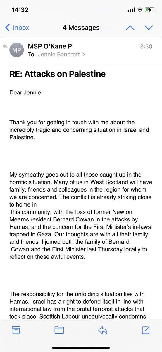 JennieBancroft's tweet photo. Disappointing but not surprising response from Paul O’Kane MSP @ScottishLabour https://t.co/SjRNfmgDzj