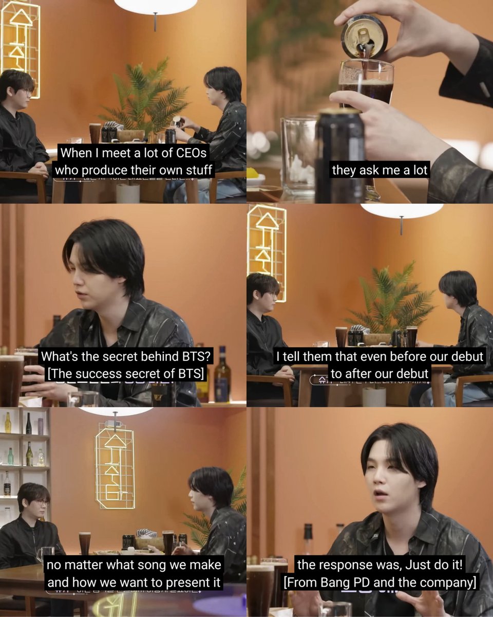 taebokkiii's tweet photo. 🐱: When I meet a lot of CEOs who produced their own stuff they ask me a lot "What's the secret behind BTS?" I tell them even before our debut to after our debut no matter what song we make and how we want to present it the response was, Just do it! https://t.co/KmkOwBIY05