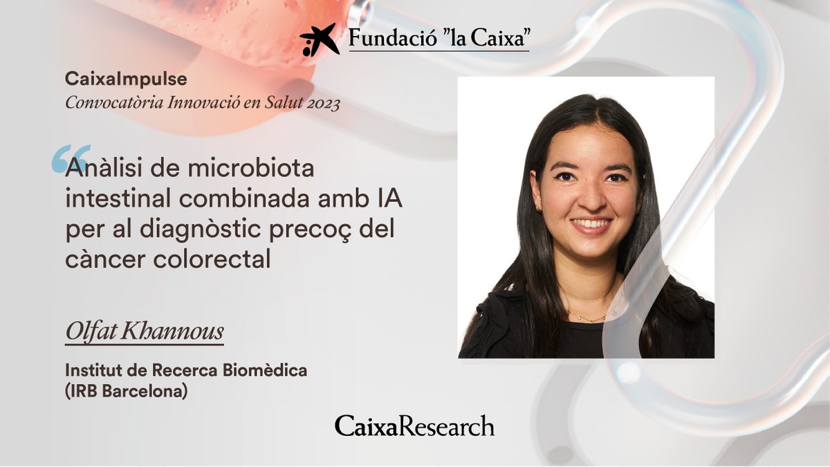 IRBBarcelona's tweet photo. 📢Un projecte per al diagnòstic precoç de #CàncerColorectal liderat per @KhannousOlfat (@gabaldonlab) rep suport de @FundlaCaixa.

🤖🦠El projecte es basa en l'anàlisi de #microbiota intestinal combinada amb #IA.

➡️https://t.co/G3NqilfwAx

#IRBScience @CaixaResearchCA https://t.co/CTT6MjCQ7g