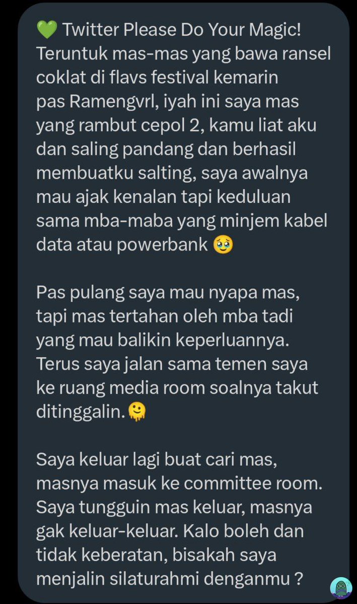 💚 Twitter Please Do Your Magic! Teruntuk mas-mas yang bawa ransel coklat di flavs festival kemarin pas Ramengvrl [Titipan]