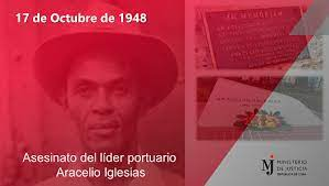 17 octubre de 1948  asesinado por esbirros al gobierno de turno Aracelio Iglesias, militante comunista y líder sindical de los obreros portuarios. Su ejemplo de sacrificio y entrega debe ser una bandera para los trabajadores actuales. #CubaViveEnSuHistoria #SanctiSpíritusEnMarcha