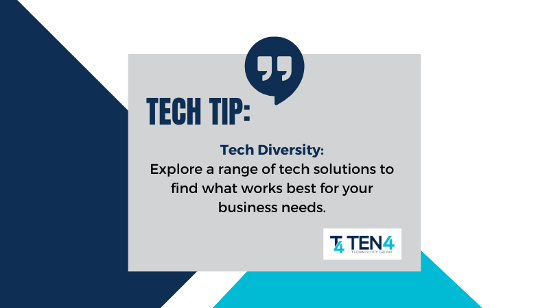 ten4_tech's tweet image. Embrace tech diversity for tailored solutions! 💼💡 At Ten4, we guide you to the perfect fit for your business needs. 🚀💻 #TechSolutions #TailoredTechnology #TeamTen4