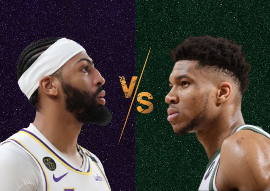HoopSpaces's tweet photo. Who you got? 🤔 

Anthony Davis vs Giannis Antetokounmpo

#NBATwitter #BattleOfTheBigs https://t.co/ppE25egCEF