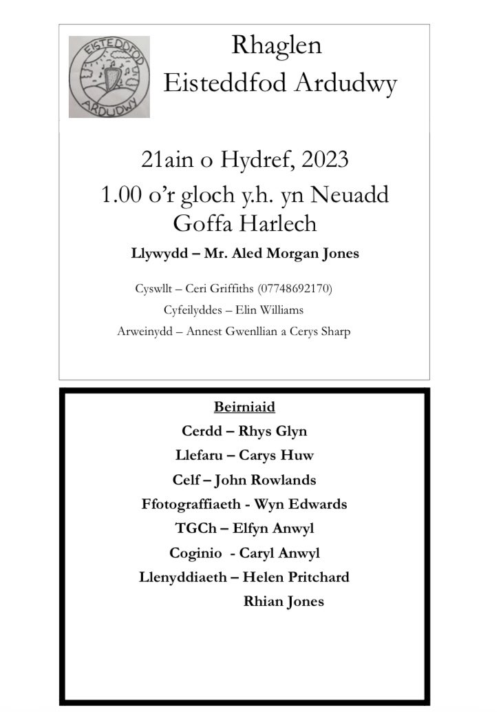 📣Pwy sy’n barod am dair steddfod arall dros y penwythnos?
⭐️<a href="/eistycymoedd/">Eisteddfod y Cymoedd</a> (20)
⭐️Eisteddfod Llandyrnog (20)
⭐️<a href="/SteddfodArdudwy/">Eisteddfod Ardudwy</a> (21)
Cofiwch gefnogi! 🎶🎤🎭🎺🏴󠁧󠁢󠁷󠁬󠁳󠁿
#cystadlu #cynulleidfa #steddfota #poblwc