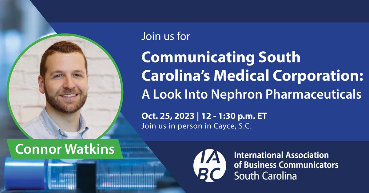 Join us next Wednesday for lunch and a tour of South Carolina's leading manufacturer of high-quality medications, Nephron Pharmaceuticals, led by Connor Watkins, manager of corporate events and partnerships. Register: bit.ly/46wO7YA