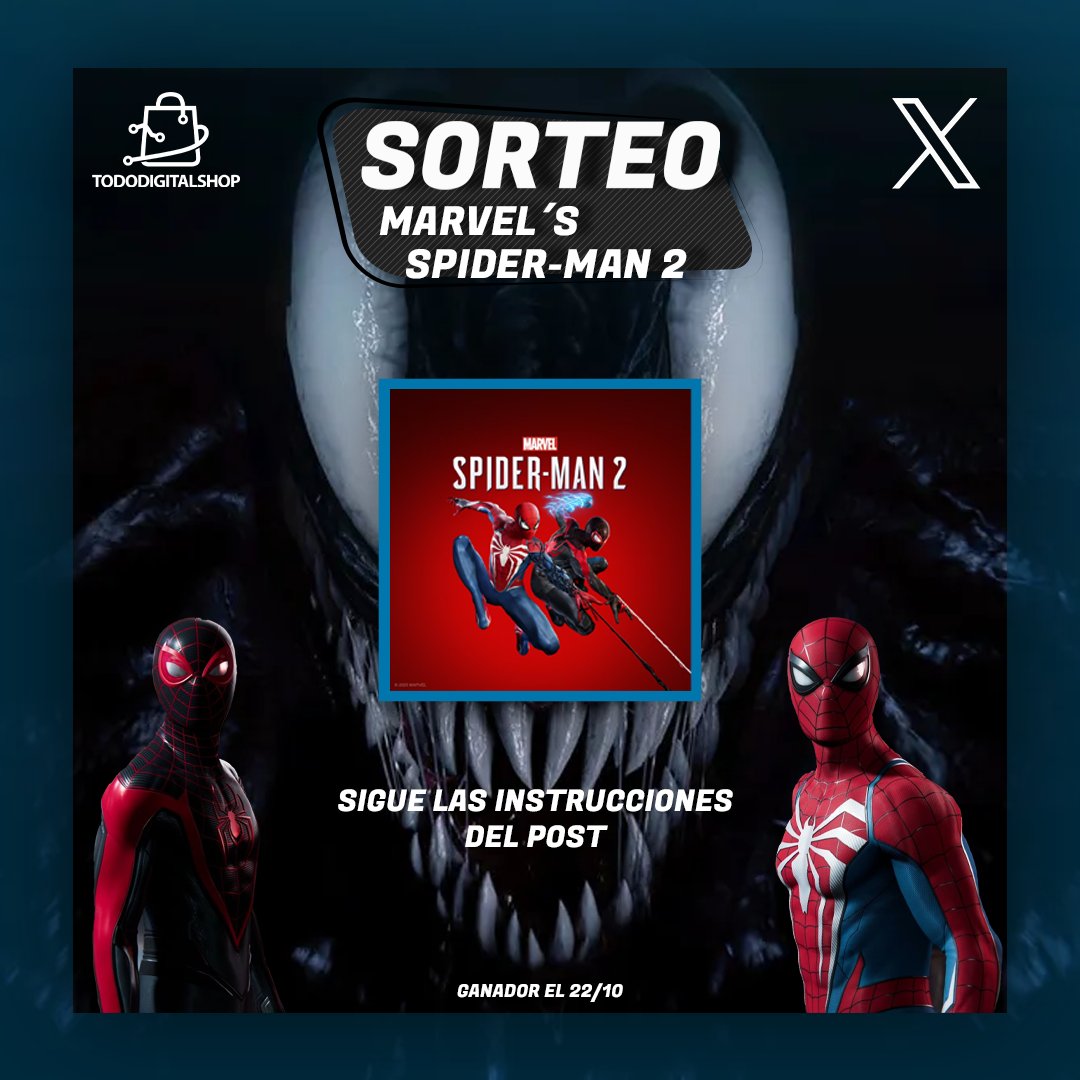 🚨🚨SORTEO MARVEL'S SPIDER-MAN 2🚨🚨

👉Para participar👈

✅ Síguenos
✅ Da RT

🎖️Ganador el domingo🎖️

🚨El ganador deberá tener la PS5 para recibir el premio🚨