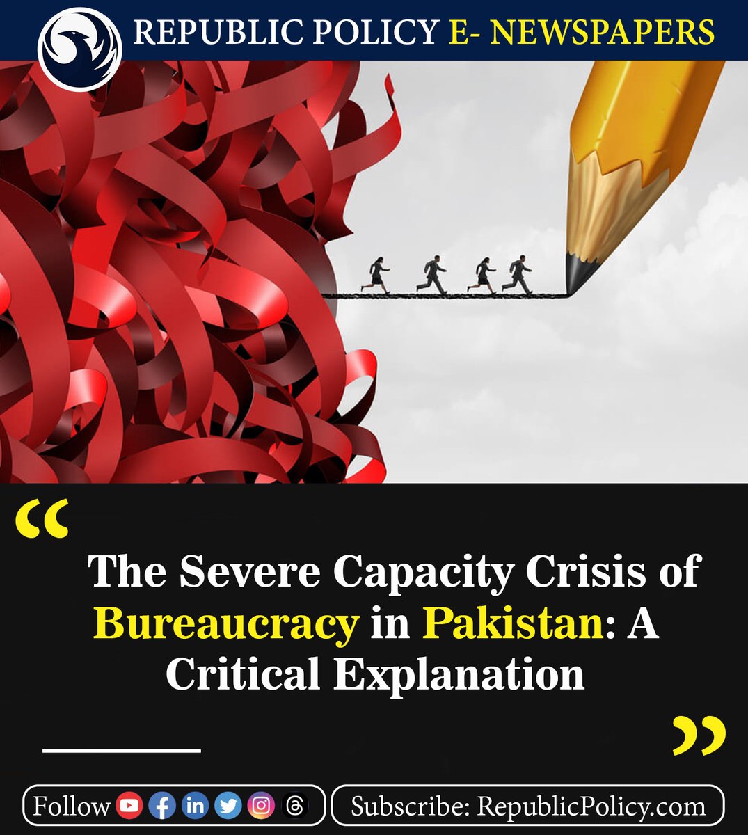 Pakistan has a generalist bureaucracy in a specialized world. The skill level of the bureaucracy is obsolete, bygone and colonial. And, it can't fix the governance issues in Pakistan.

Read my article here: republicpolicy.com/the-severe-cap

#civilservices
#CSS 
#PMS 
#bureaucracy