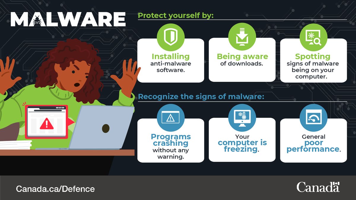 Cyber criminals are experts at making malware look like a legitimate file or software program to steal information or carry out malicious activities.

Learn how to protect yourself from malware: cyber.gc.ca/en/guidance/pr…

#CyberMonth2023 #GetCyberSafe